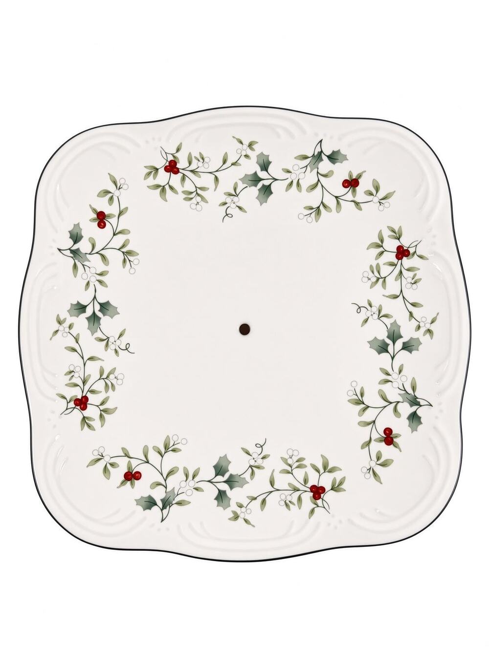 Vintage Pfaltzgraff Winterberry 8.5in Square Scalloped Platter, Holly Berry